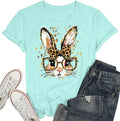 Easter Shirts for Women Happy Easter Bunny with Glasses Tshirt Leopard Bow Bunny Blouse Holiday Graphic Tees