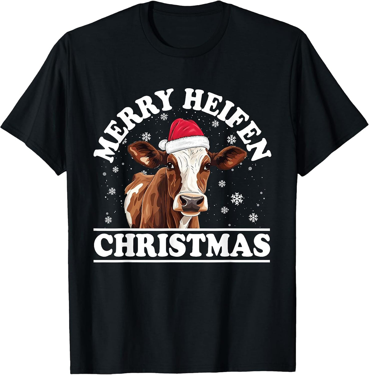 Merry Heifen Christmas Funny Cow Christmas Farmer T-Shirt