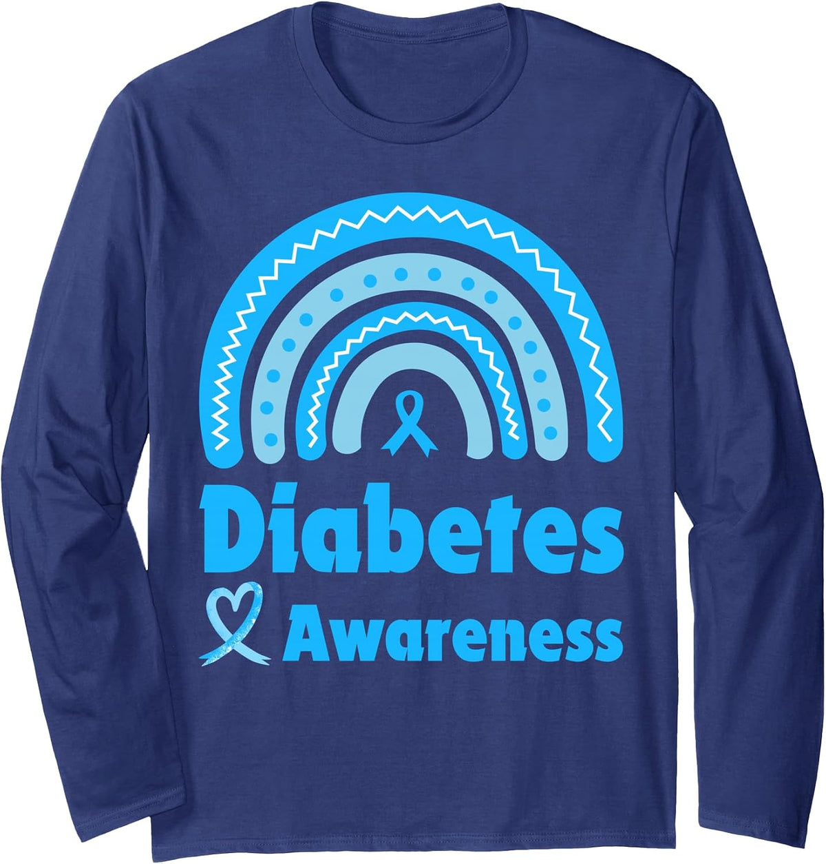 Diabetes Awareness T1D Type 1 and T2D Type 2 Women Long Sleeve T-Shirt