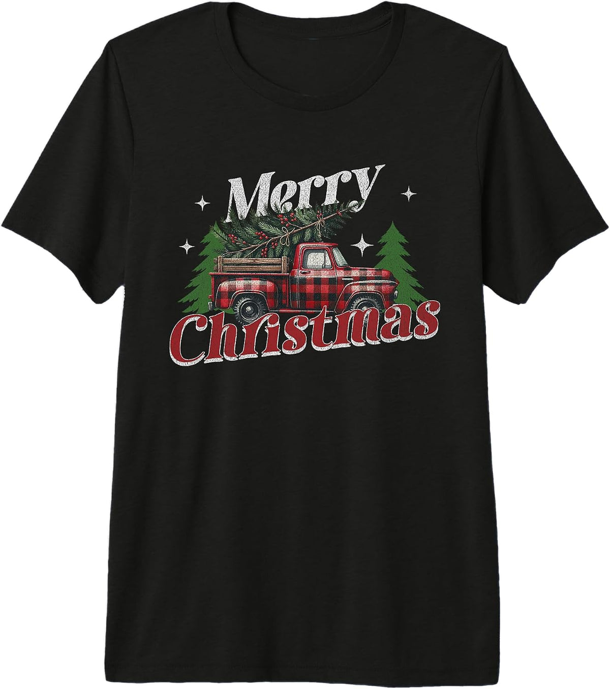 Red Truck Christmas Merry Christmas Truck Buffalo Plaid Xmas Premium Tri-blend T-Shirt