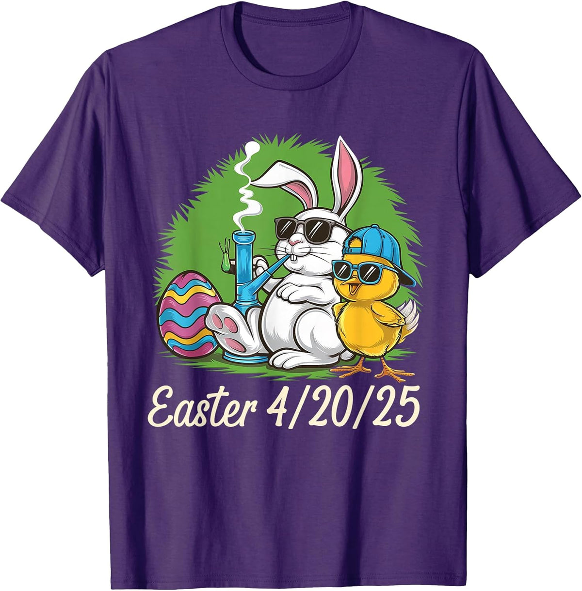 Funny Happy 420 Easter Bunny Chick Smoking Weed Cannabis Unisex