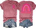 Breast Cancer Awareness Shirts Women: Pink Ribbon T-Shirt Rainbow Graphic Tee Cancer Support Short Sleeve Tops
