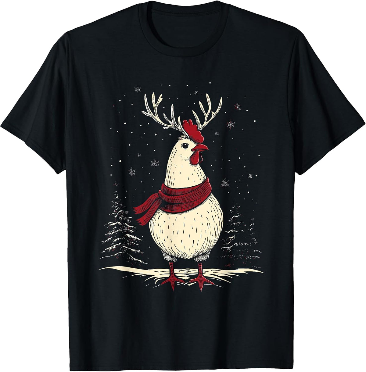 Chicken Reindeer Farmer Christmas Xmas T-Shirt