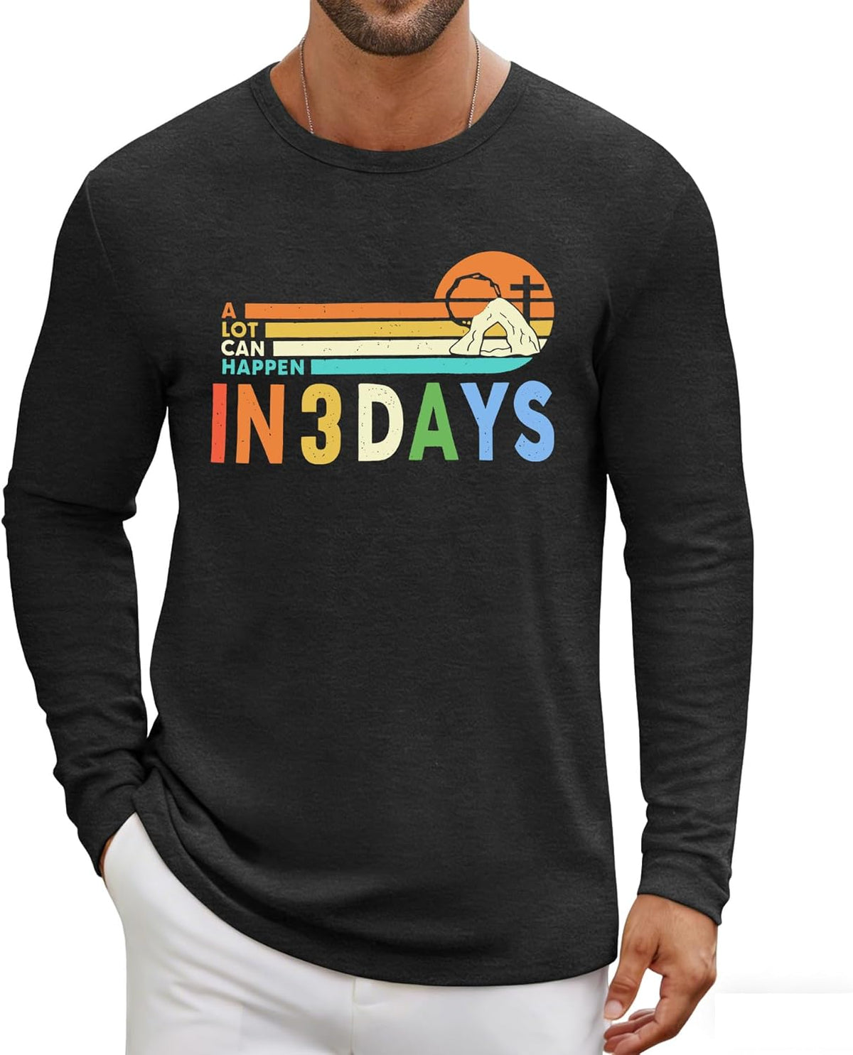 Easter Shirts for Men: He is Risen Shirt Christian Easter Easter Long Sleeve Gifts Tee Tops