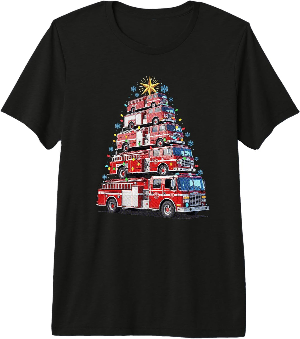 Firefighter Christmas Tree Lights Holiday Xmas Premium Tri-Blend T-Shirt