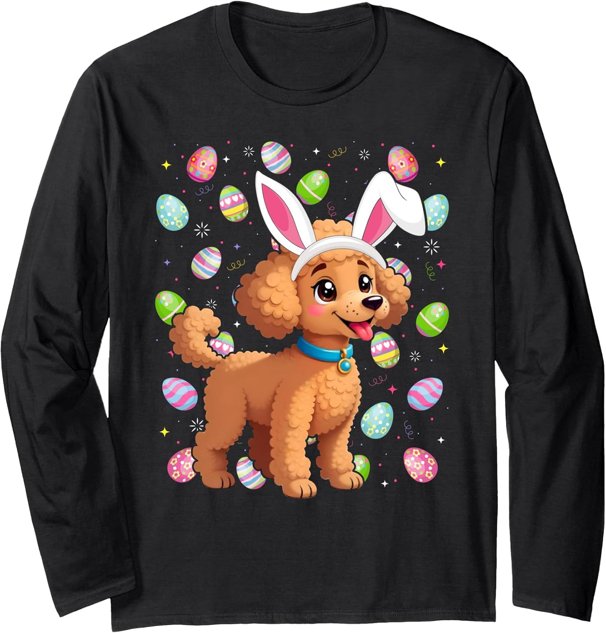 Toy Poodle Dog Easter Egg Hunt Bunny Ear Toy Poodle Easter Long Sleeve Unisex