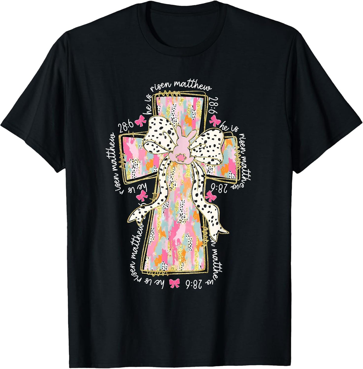 He is Risen Christian Cross Jesus Coquette Bow Bunny Easter Unisex