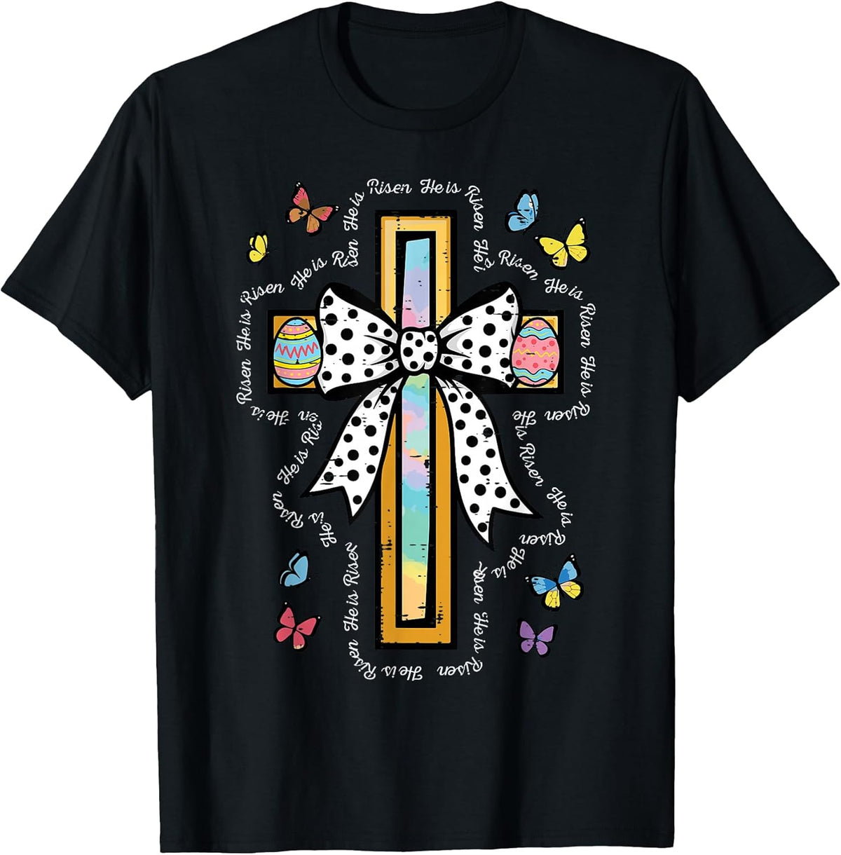 Easter Cross Bow He is Risen Christian Girls Kids Women Unisex