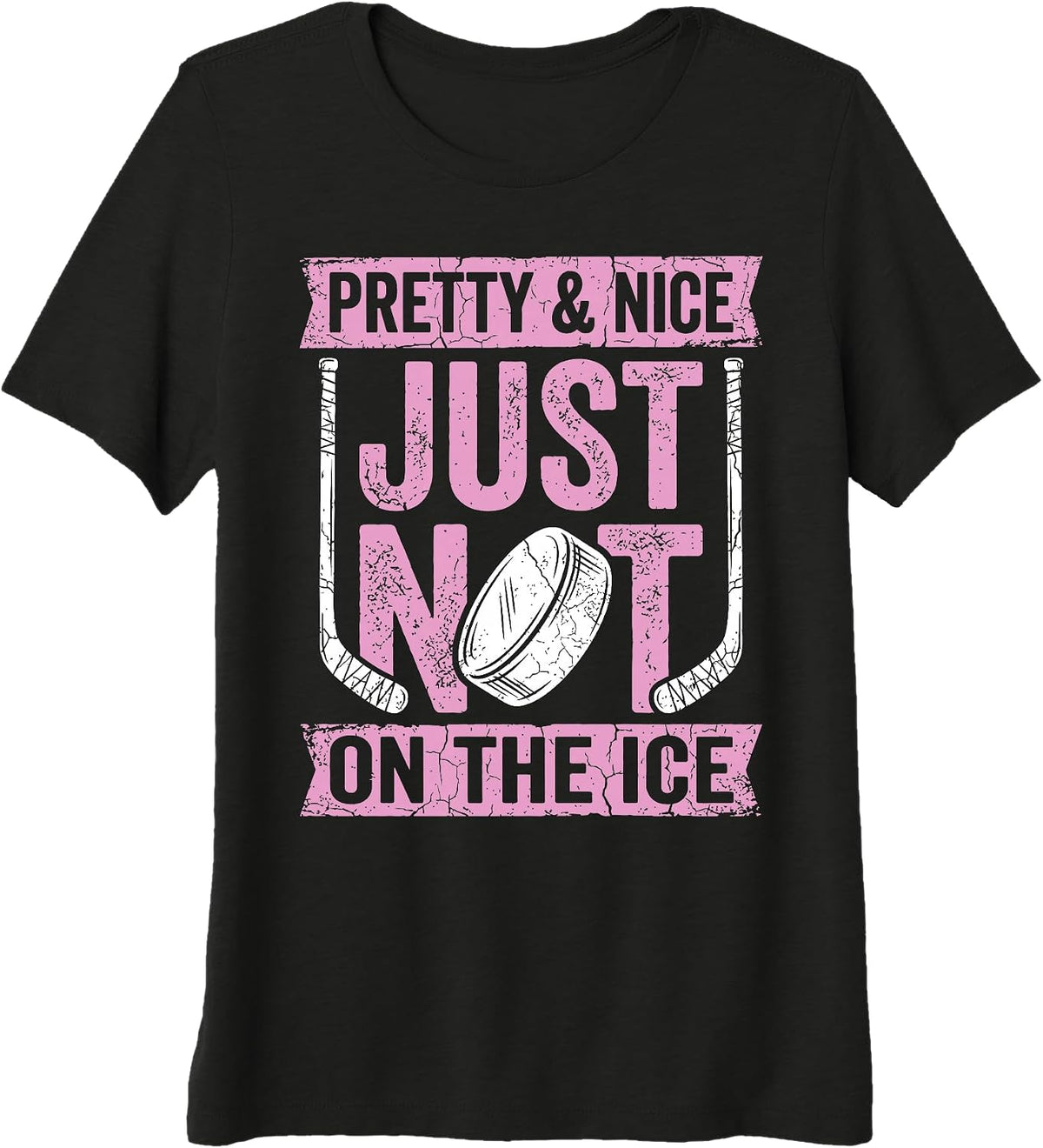 Women's Pretty and Nice Just Not On The Ice Funny Girl Hockey Player Premium Tri-Blend T-Shirt