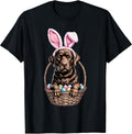 Chocolate Labrador Easter Bunny Ears Dog in Basket Spring Unisex