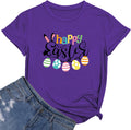 Happy Easter Shirts for Women Easter Bunny Short Sleeve Rabbit Graphic Tees Easter Shirt Tops(Ha-Purple,L)