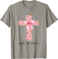 He Is Risen Coquette Bow Floral Cross Faith Easter Christian Unisex