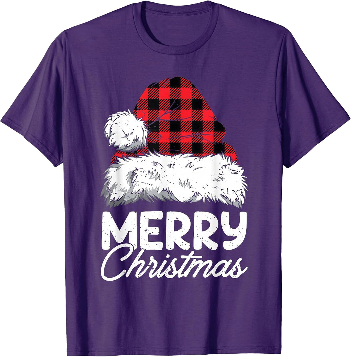 Merry Christmas Buffalo Plaid Red Santa Hat