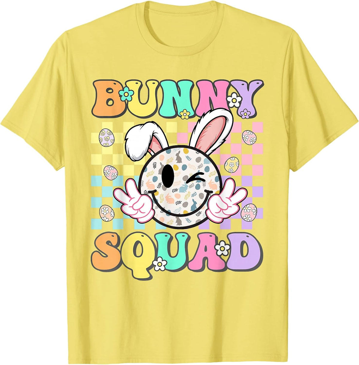 Groovy Smile Face Bunny Squad Matching Family Easter Unisex