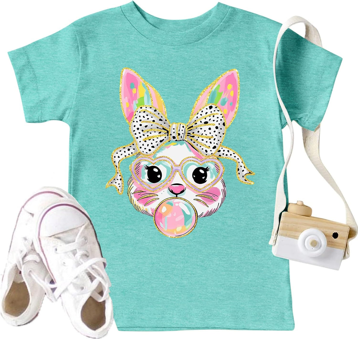 Kids Easter Shirt Girls Happy Easter Shirts Rabbit Graphic Long Sleeve Striped Tee Tops 5-14 Years
