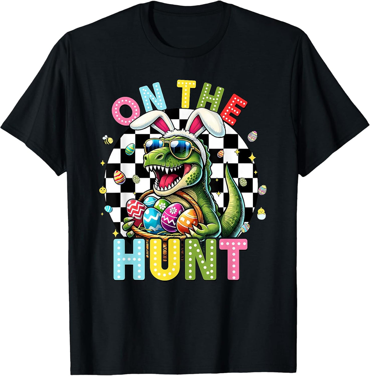 Kids Easter Dino On The Hunt Trex Egg Hunting Boys Kids Unisex