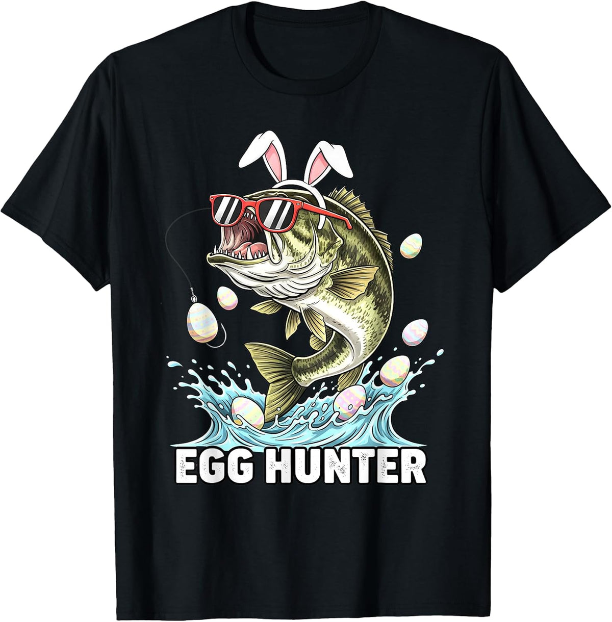 Egg Hunter Easter Funny Fishing Easter Bunny Ears Fisherman Unisex