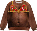 Unisex Ugly Christmas Sweater, Funny 3D Hairy Chest Print Santa Sweatshirt Holiday Pullover for Men Women Adults