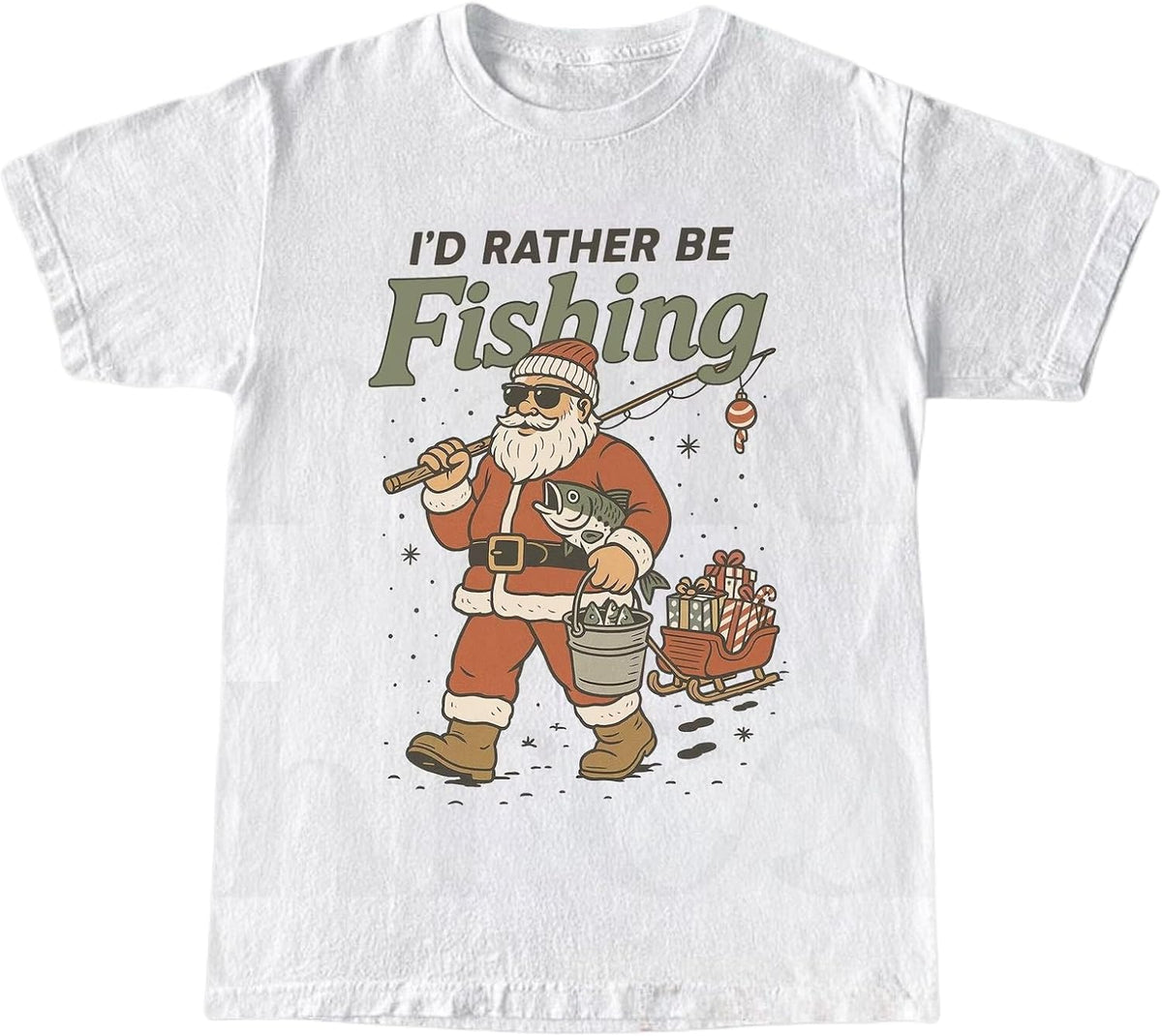Vintage Santa Fishing Christmas Shirt • Funny Holiday Fisherman Tee • Retro Xmas Graphic Unisex for Anglers