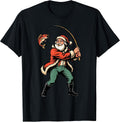 Retro Santa Claus Loves Fishing Christmas Sports Lover T-Shirt