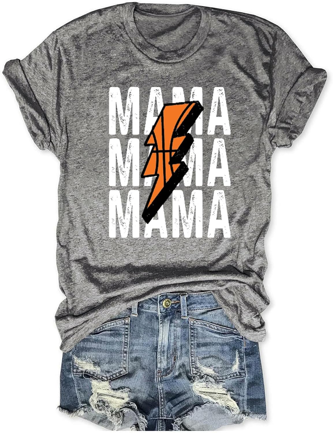 Womens Cute Basketball Mama Shirt, Gift for Basketball Lover Mom Shirt, Short Sleeve Summer Sports Tops Funny Tee