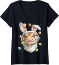 Women's Ball Python Snake Easter Rabbit Eggs Bunny Ears V-Neck Unisex