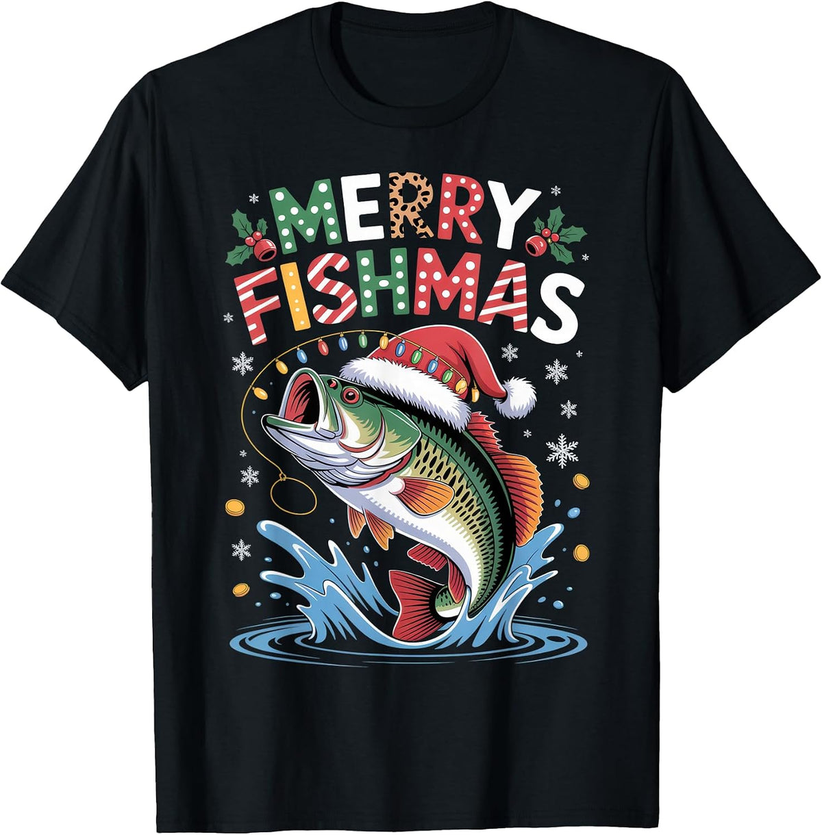 Merry Fishmas for Fishing Enthusiasts Christmas Holiday T-Shirt