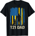 T21 Dad American Flag Silhouette Down Syndrome Awareness T-Shirt