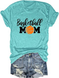 Basketball Mom T-Shirt Game Day Short Sleeve Cheer Mom Shirts for Women Graphic Basketball Fan Sports Mama Tee