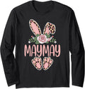 Maymay Cute Leopard Bunny Ears Floral Easter Long Sleeve Unisex