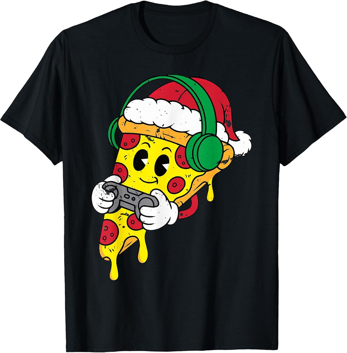 Christmas Gamer Pizza Video Gaming Men Boys Kids Teen Youth T-Shirt