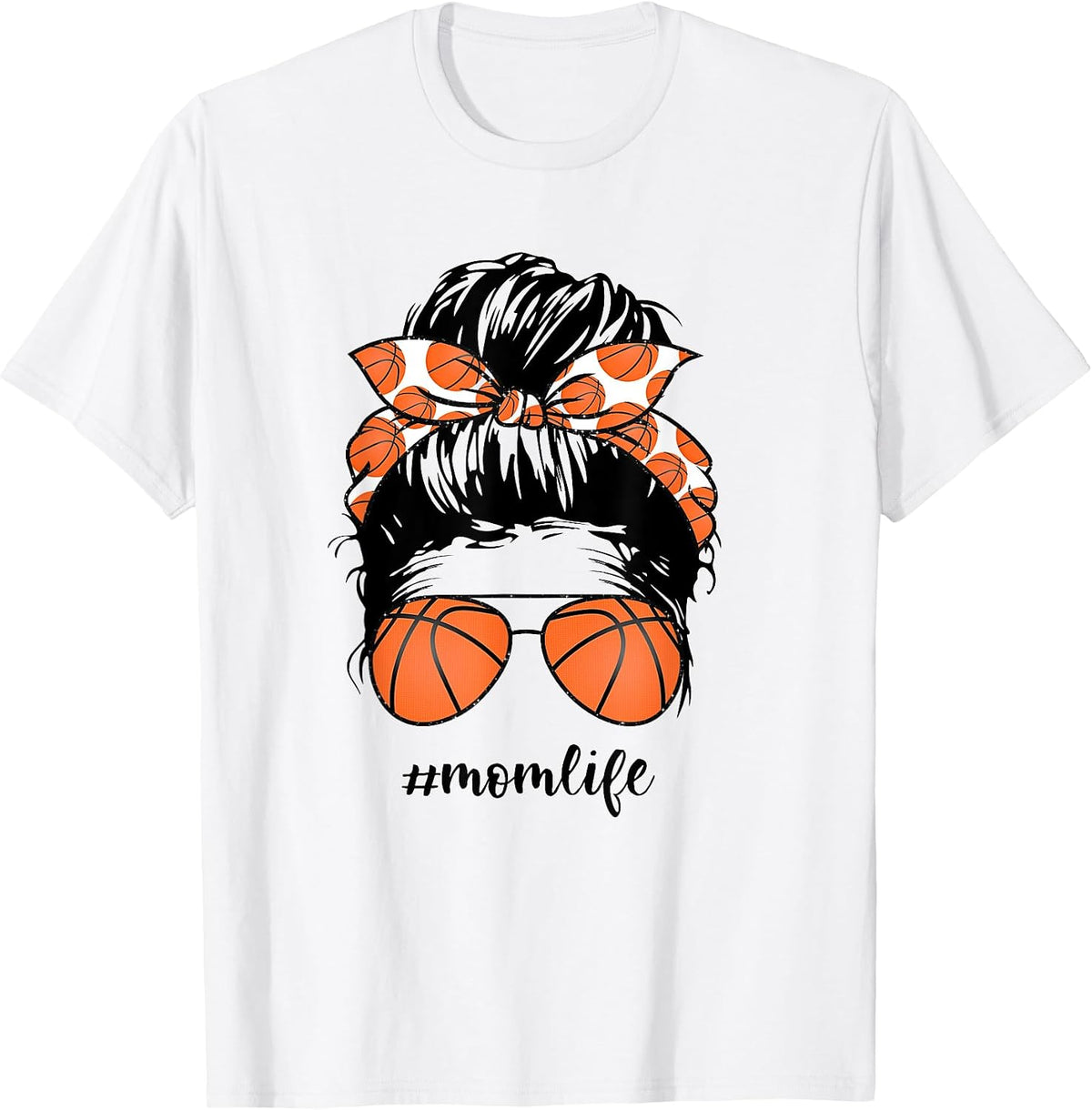 Mom Life Basketball Mom messy bun graphic funny Mother's Day T-Shirt