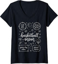 Women's Basketball Player Mom, Cute Basketball Mama, B-Ball Mother V-Neck T-Shirt