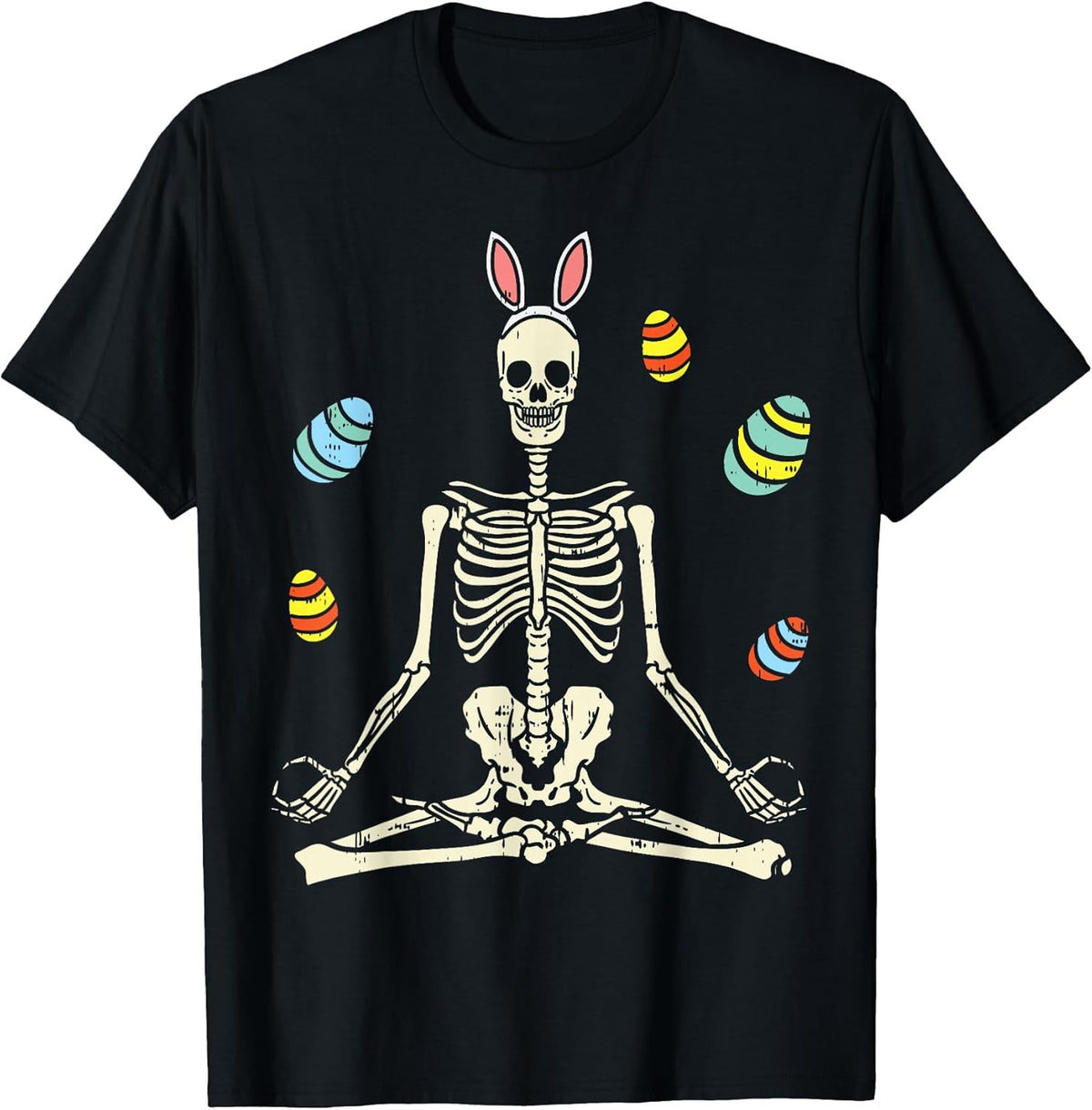 Lotus Skeleton Bunny Ears Eggs Funny Yoga Easter Gift Unisex