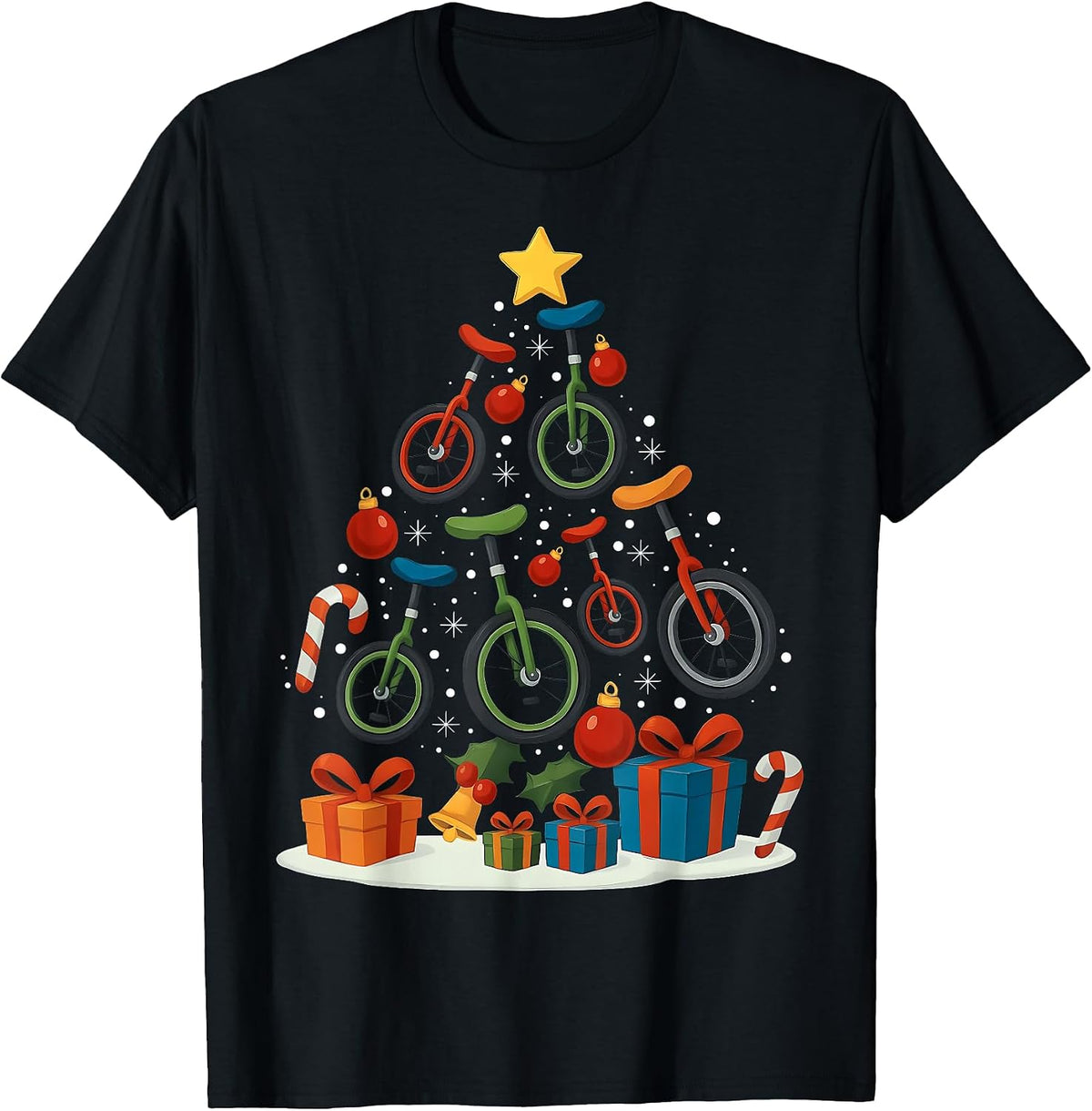 Unicycling Unicycle Christmas Tree Xmas T-Shirt