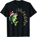 Funny Bass Fishing Santa Hat Christmas Pajama Fishermen Fish T-Shirt
