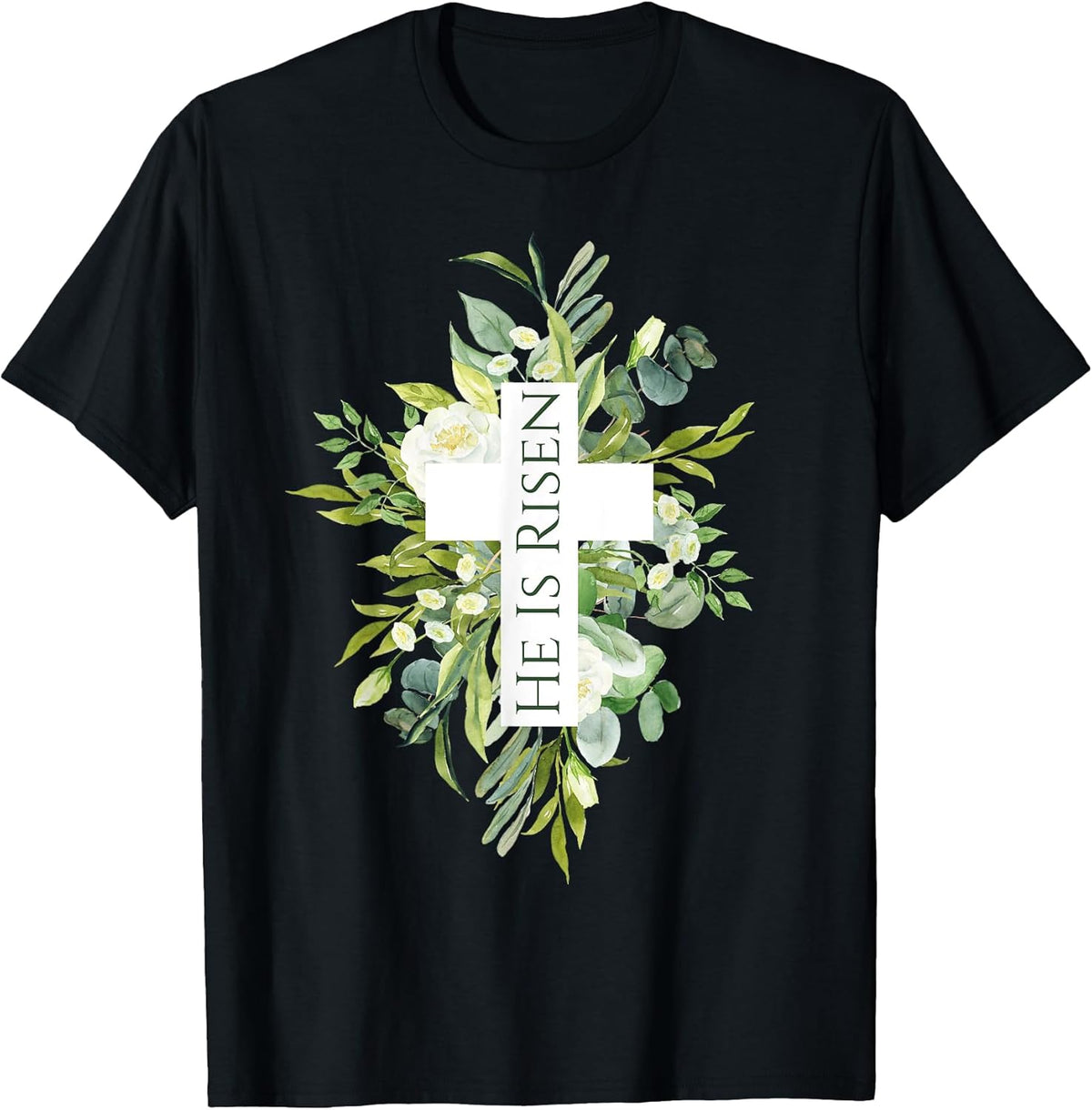 Happy Easter Shirt Floral He Is Risen Jesus Cross Spring Unisex