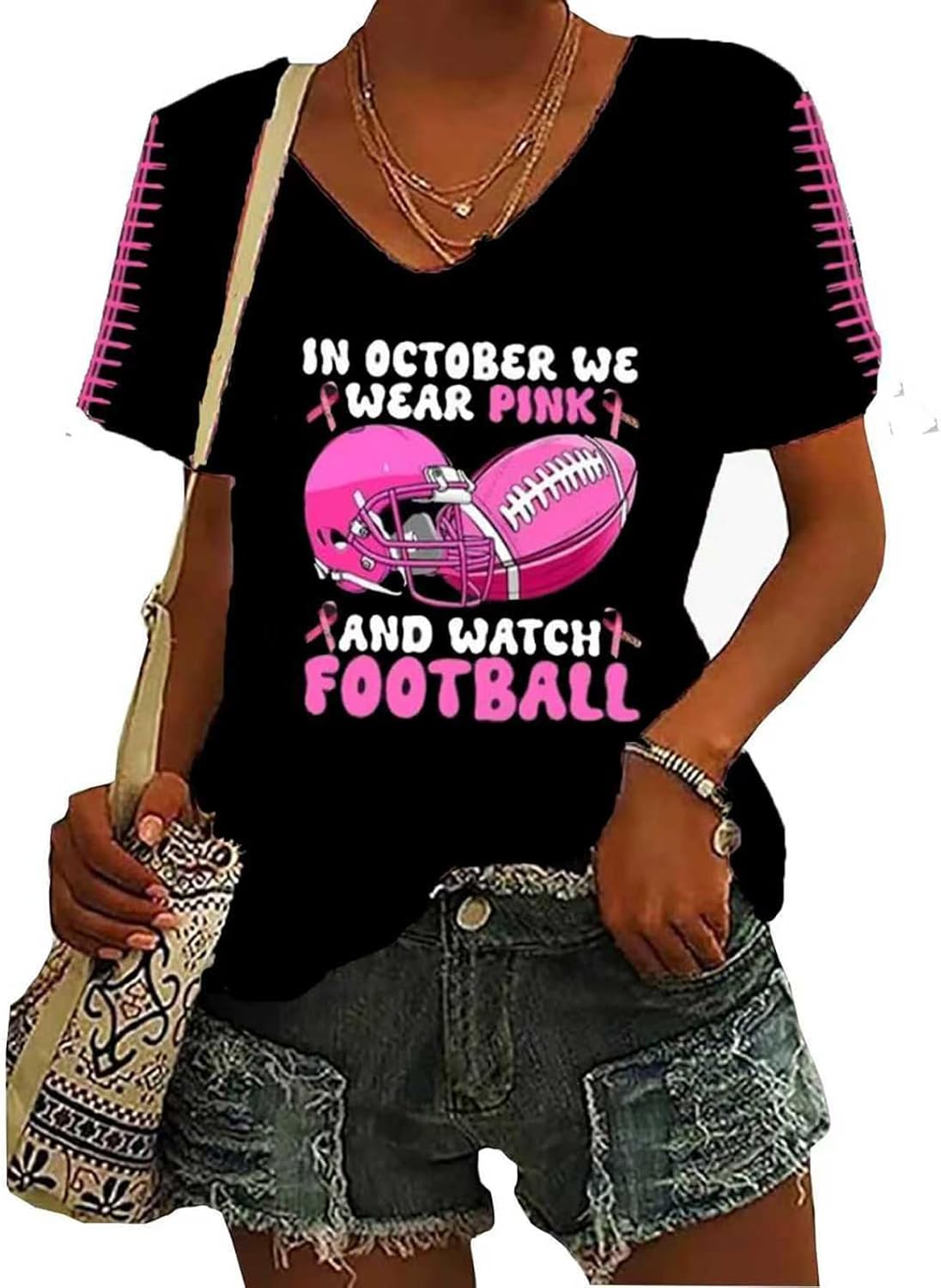 Breast Cancer Awareness Shirts for Women in October We Wear Pink Halloween Ghost T Shirt Pink Ribbon Tee Tops
