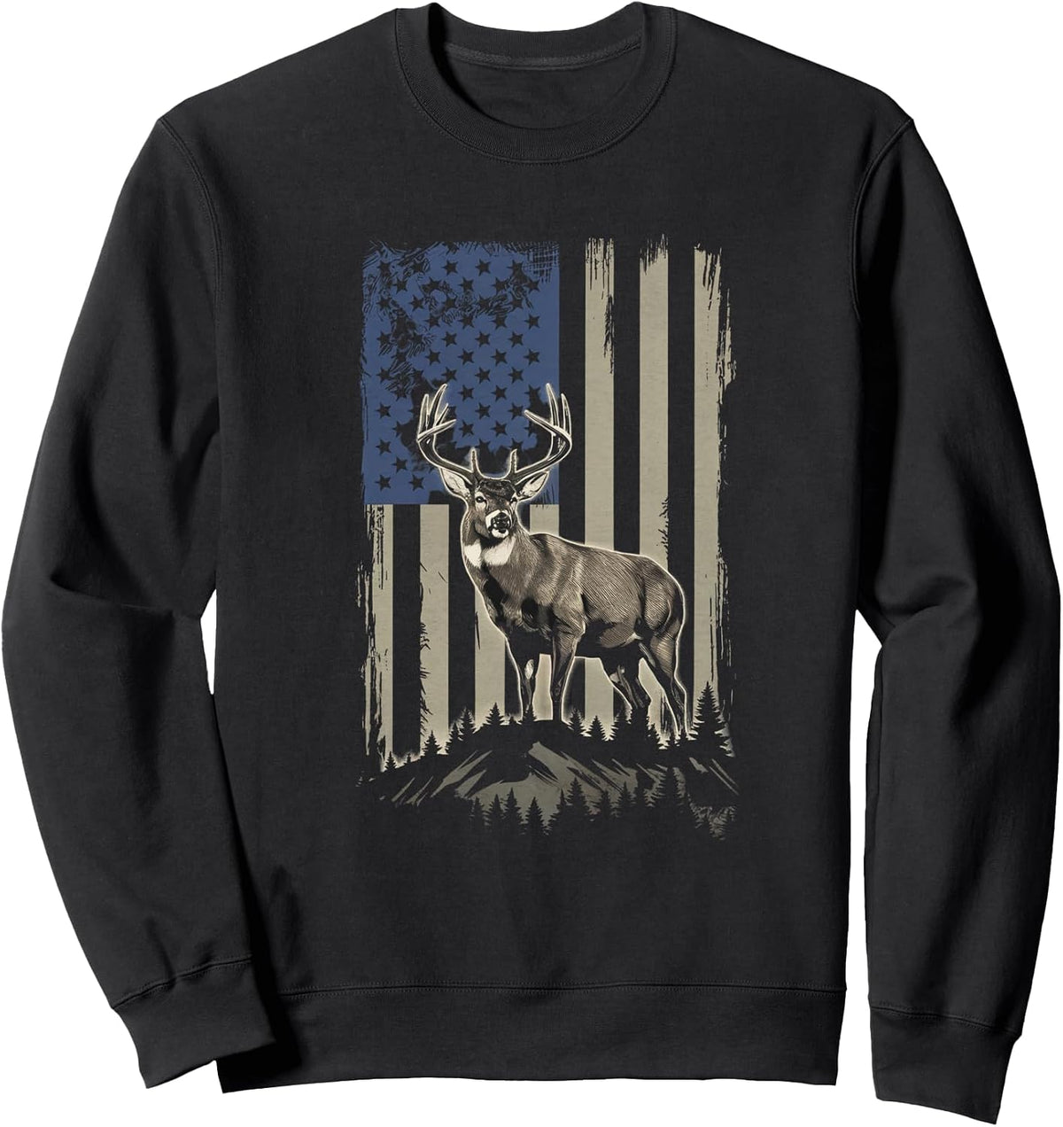 American Flag Deer Hunting Tshirt Whitetail Buck Hunters USA Sweatshirt
