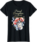 Proud Daughter of a WWII Veteran Floral Patriotic Family T-Shirt