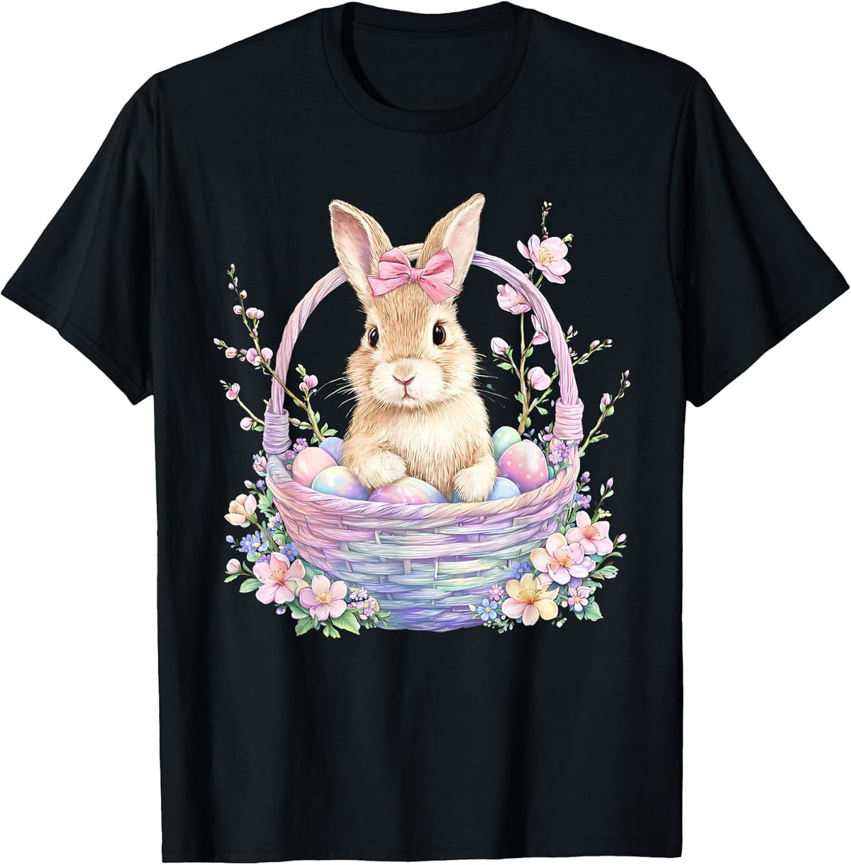 Happy Easter Day Pastel Bunny Basket Coquette Women Girl Unisex