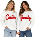 Personalized Chenille Embroidered Game Day Sweatshirt Sports Team Sweatshirt, Custom Game Day Pullover Beige