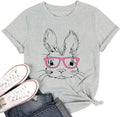Happy Easter Shirts for Women Funny Bunny Print Short Sleeve Rabbit Graphic Tees Tops