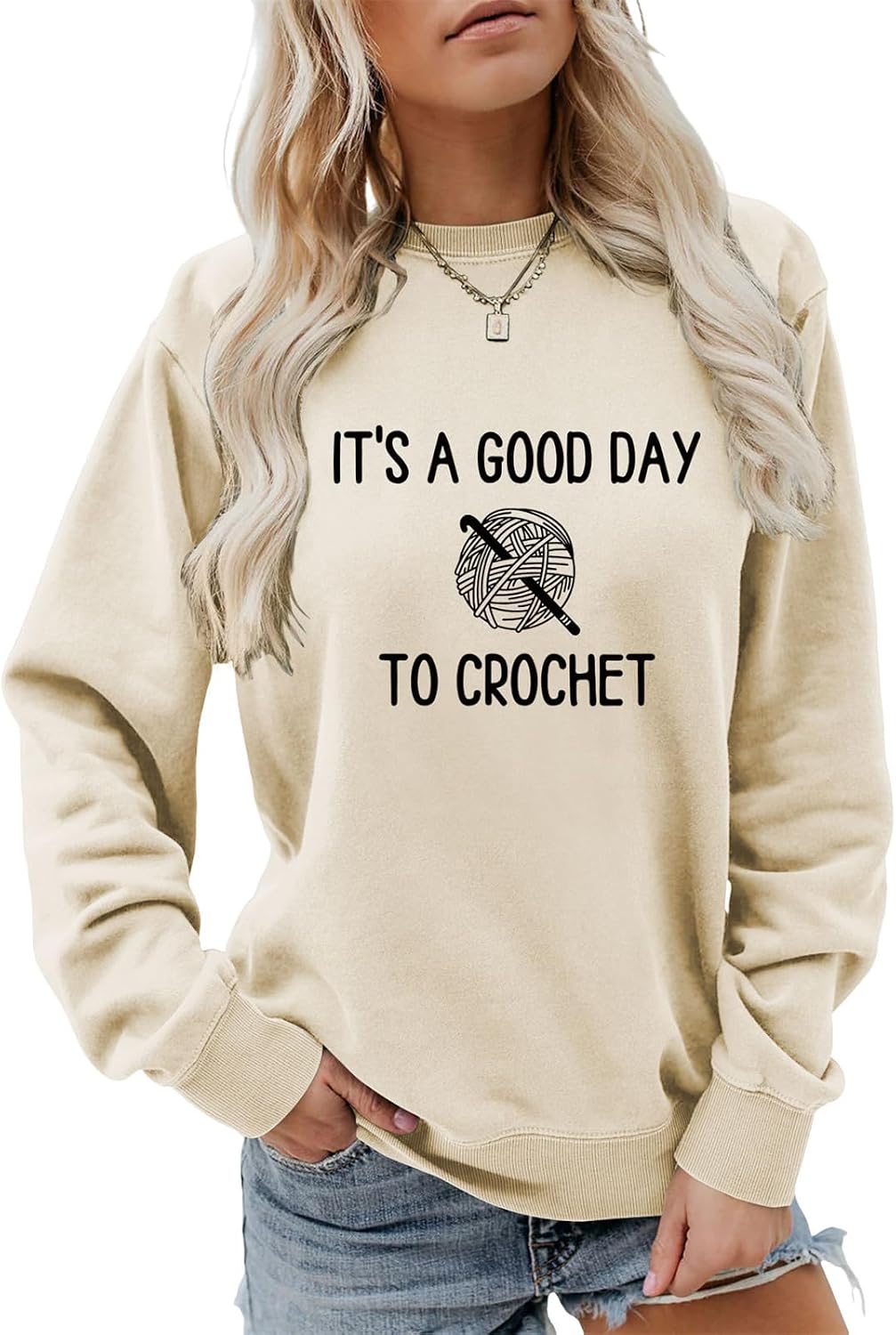 It's A Good Day to Crochet Sweatshirts, Womens Knitting Shirt Crochet Lovers Sweater Mom Crocheting Pullover Tops