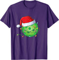 Christmas Pickleball Santa wrapped in Holiday Lights T-Shirt