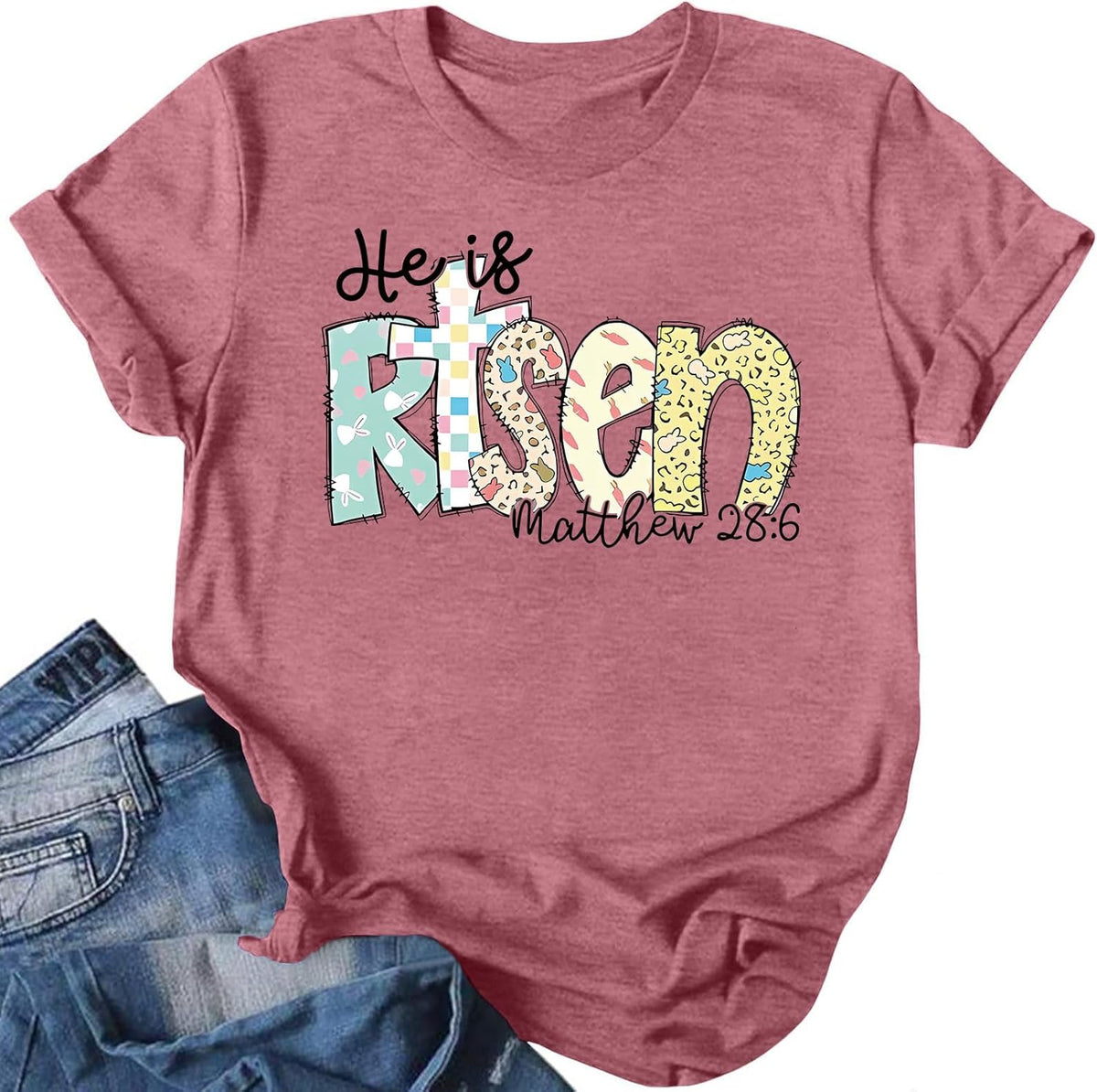 Easter Shirts for Women Easter T Shirts He is Risen Shirt Christian Easter Shirt Funny Short Sleeve Tops