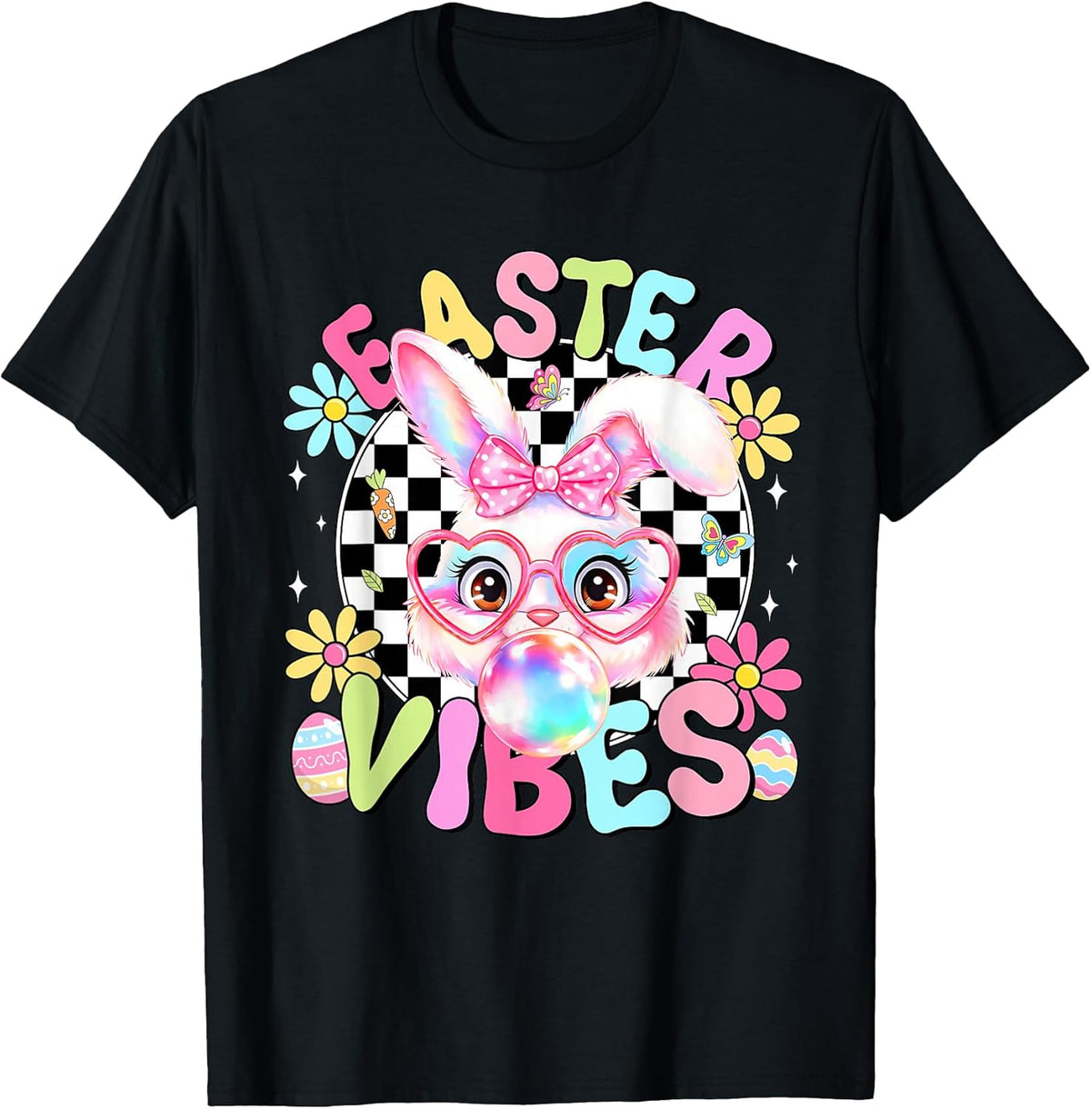 Happy Easter Vibes Cute Bunny Rabbit Bubble Gum Face Women Unisex