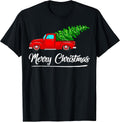 Merry Christmas Red Vintage Truck Xmas Tree T-Shirt