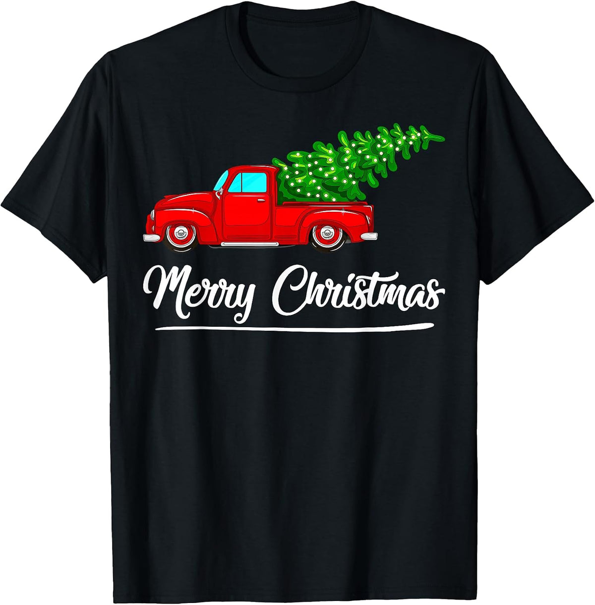 Merry Christmas Red Vintage Truck Xmas Tree T-Shirt