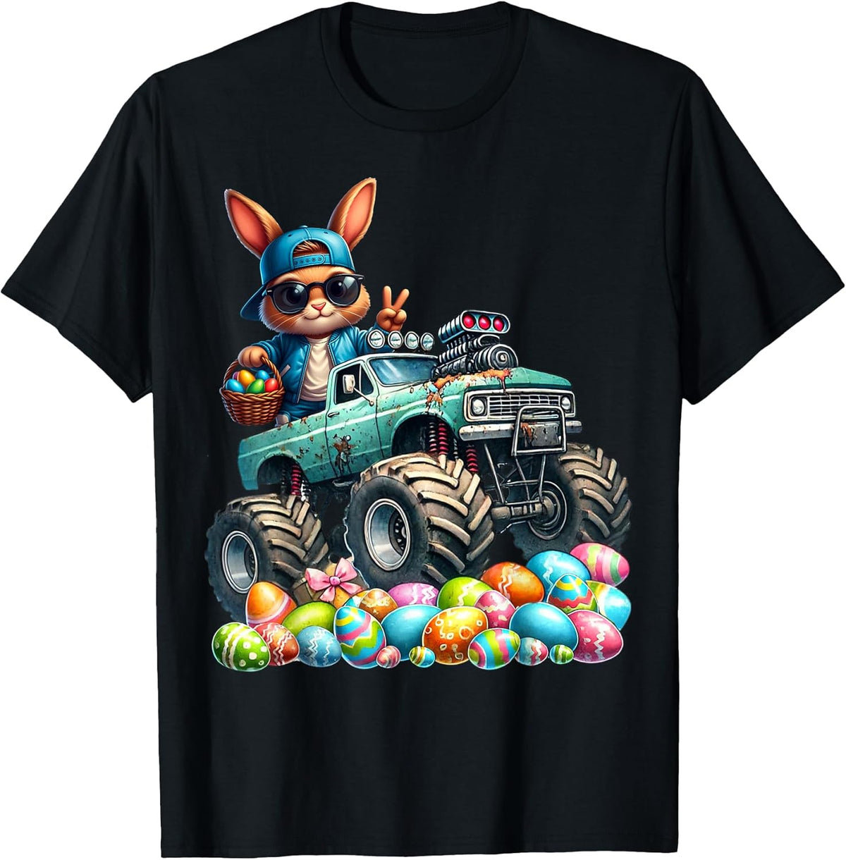Boys Happy Easter Monster Truck Easter Eggs Hunt Toddler Kid Unisex
